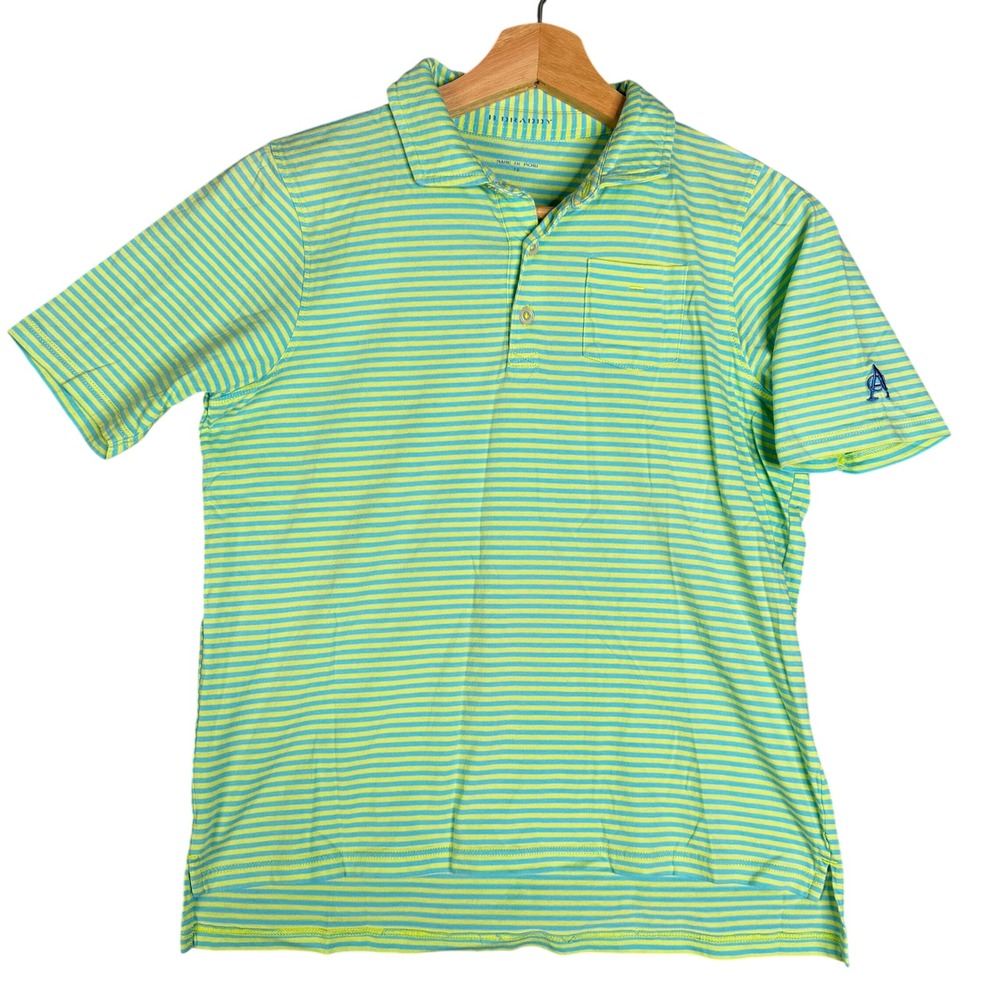 B Draddy Striped Green Polo Shirt Short Sleeve Pocket Golf Casual Girl Size 12